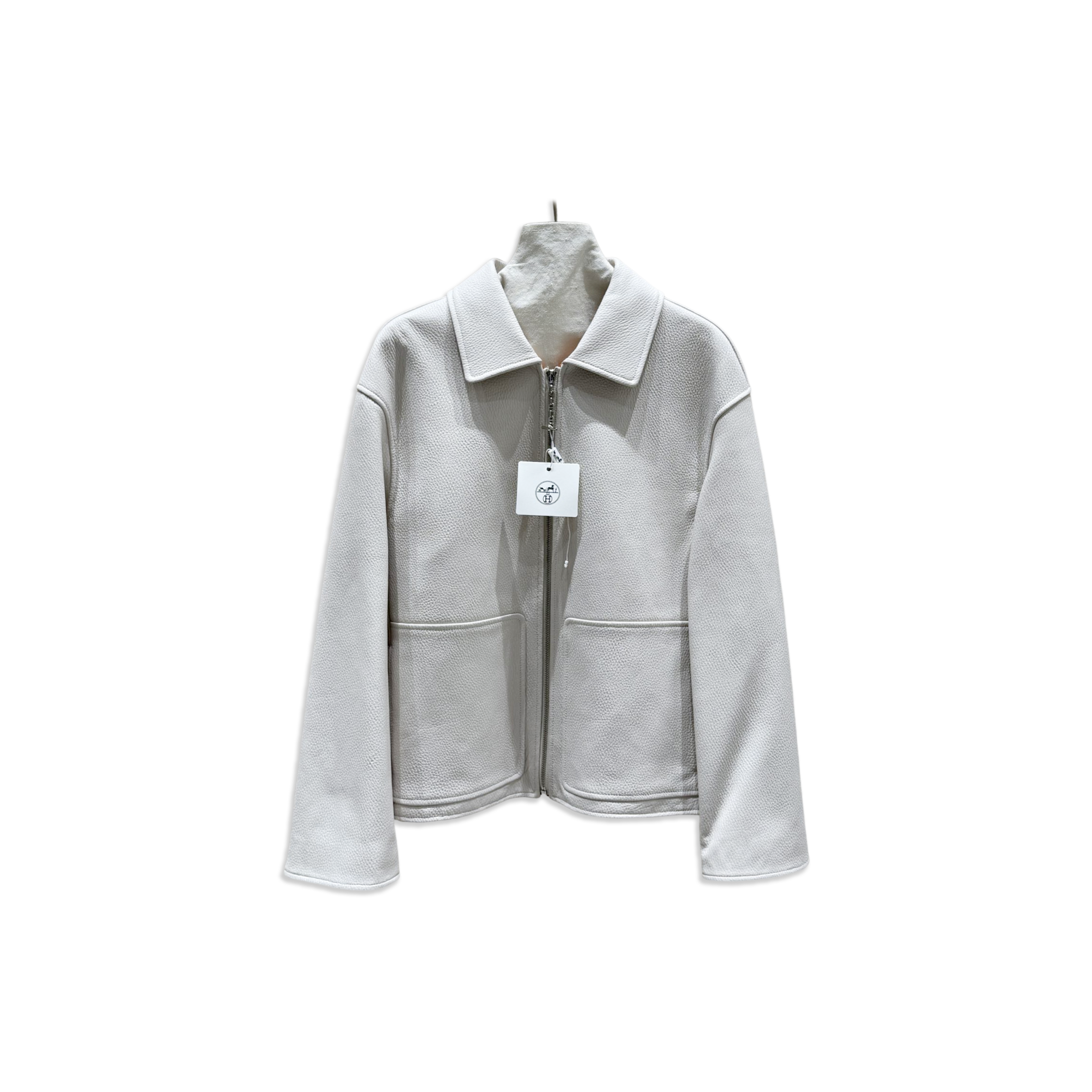 HERMES COLLARED LEATHER JACKET